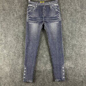 P2 Pink Pump Fleece Lined Leggings Womens Small Pullon Pant Blue Jean Look